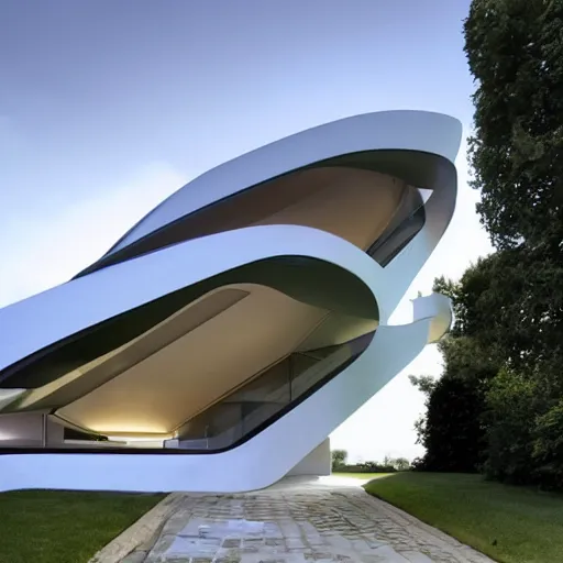 Image similar to house designed by zaha hadid