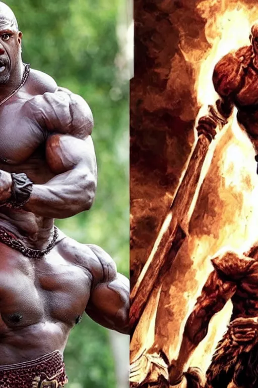 Prompt: Terry crews portrayed as a Dungeons and Dragons berserker