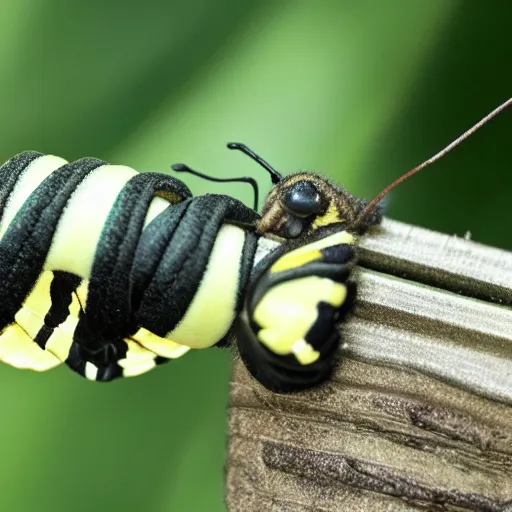 Prompt: eastern swallowtail caterpillar, green fat caterpillar cute