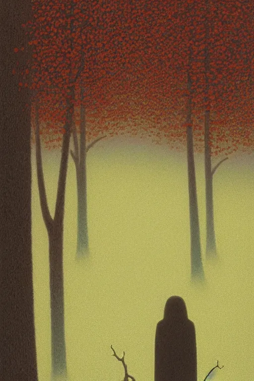 Image similar to Artwork by Quint Buchholz of the cinematic view of the Ghastly Forest of Insanity.