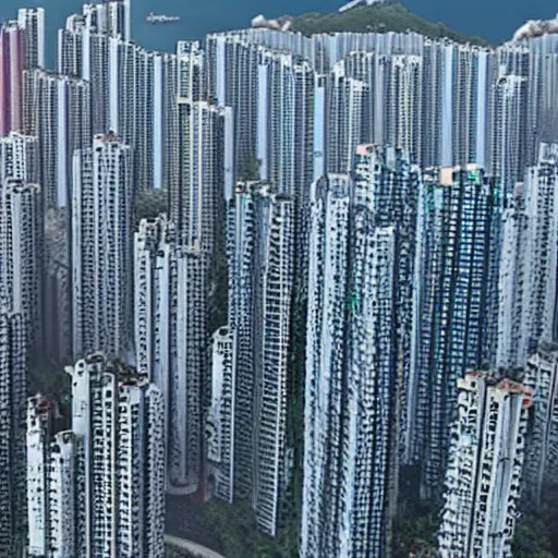 Image similar to a tsunami wave hits Hong Kong island, hyper realistic, 4K