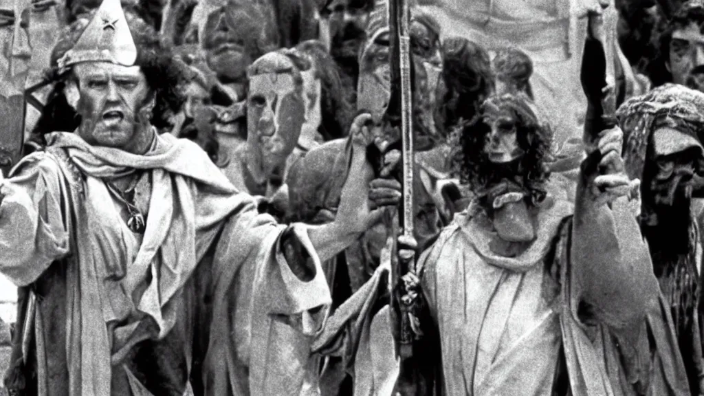 Prompt: a film still of bernie sanders as brian in monty python's life of brian ( 1 9 7 9 )