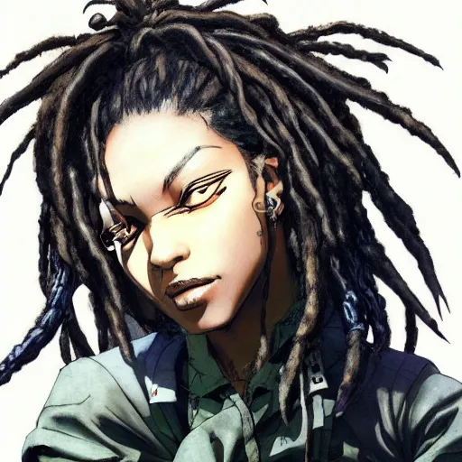 Image similar to beautiful dark - skinned woman with dreadlocks, yoji shinkawa