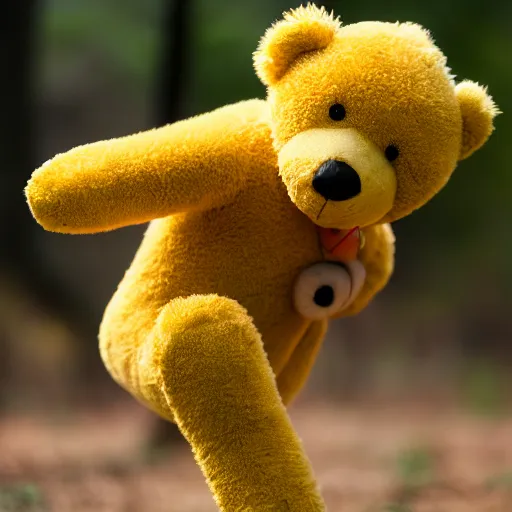 Image similar to a long leg!!! yellow teddy bear, 4 k photo