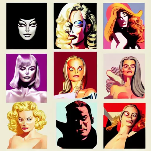 Image similar to vector art oil on canvas collage margot robbie by artgem by brian bolland by alex ross by artgem by brian bolland by alex rossby artgem by brian bolland by alex ross by artgem by brian bolland by alex ross