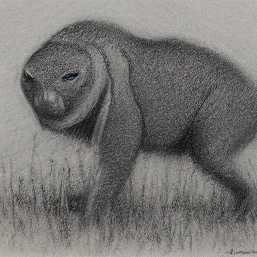 Prompt: petaurus breviceps, wildlife field sketch. petaurus breviceps charcoal field drawing, by john banovich