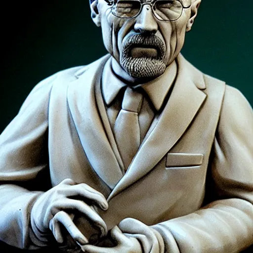 Image similar to a marble sculpture of walter white by michelangelo