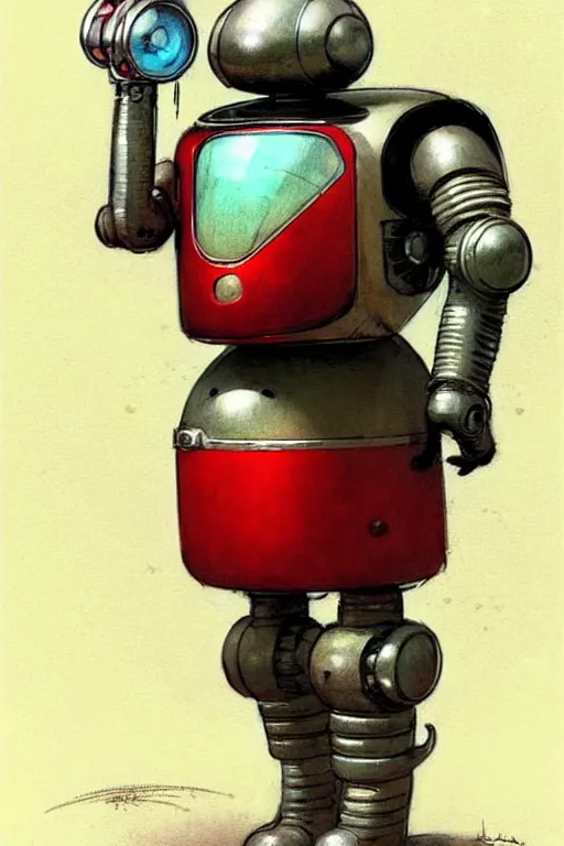 Image similar to adventurer ( ( ( ( ( 1 9 5 0 s retro future robot android fat wise old rabbit android. muted colors. ) ) ) ) ) by jean baptiste monge!!!!!!!!!!!!!!!!!!!!!!!!! chrome red