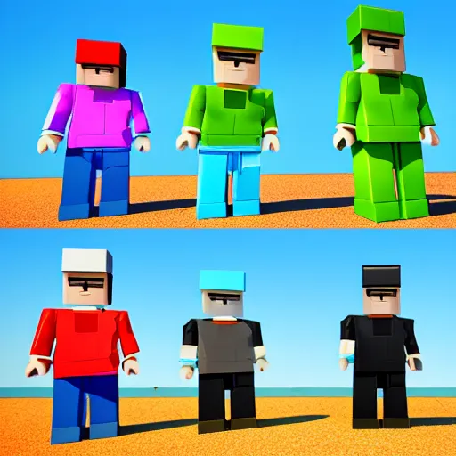 AI Art Generator: A blocky noob avatar from roblox with a yellow