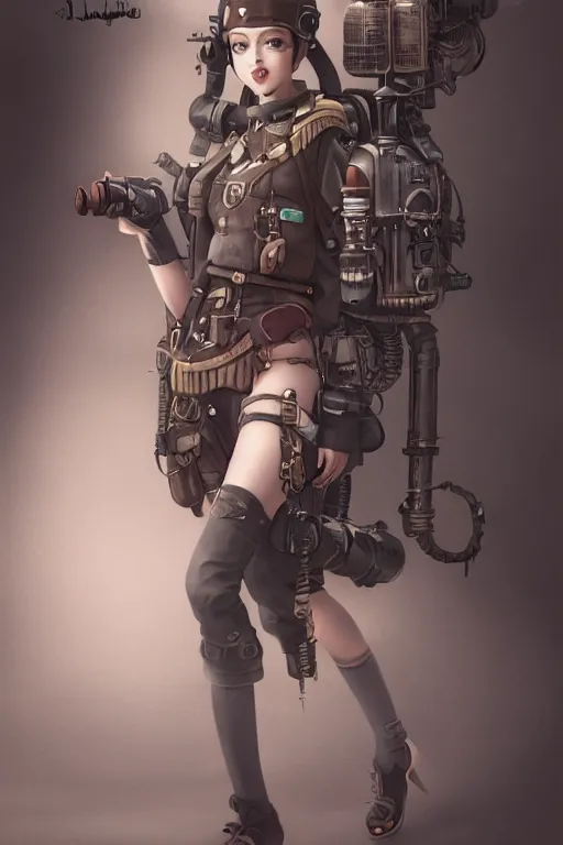 Image similar to dieselpunk girl kawaii, ultra realistic, concept art, intricate details, highly detailed, photorealistic, octane render, 8 k