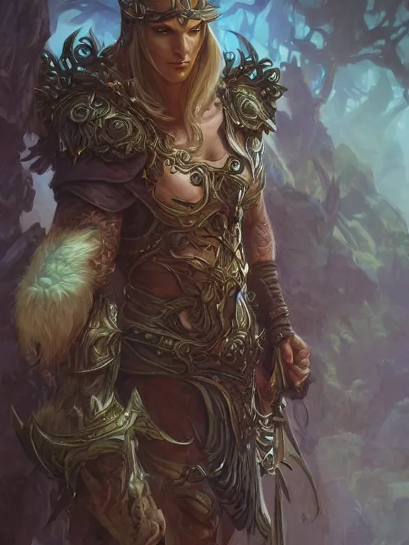 Image similar to male world of warcraft elven druid, fantasy, man, intricate, elegant, highly detailed, digital painting, artstation, concept art, wallpaper, smooth, sharp focus, illustration, art by artgerm and greg rutkowski and alphonse mucha