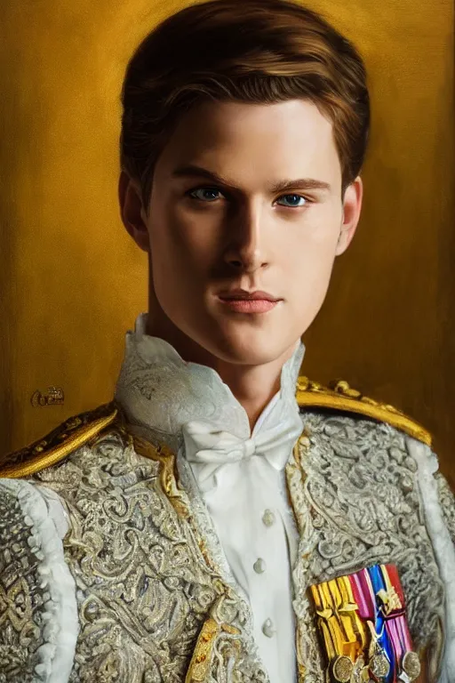 Prompt: daniel looks like prince charming, oil on canvas, intricate, portrait, 8 k highly professionally detailed, hdr, cgsociety