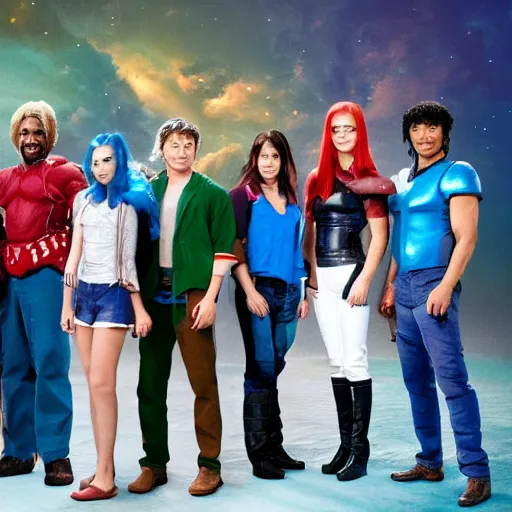 Prompt: professional photograph of the cast of the live-action Captain Planet and the Planeteers movie
