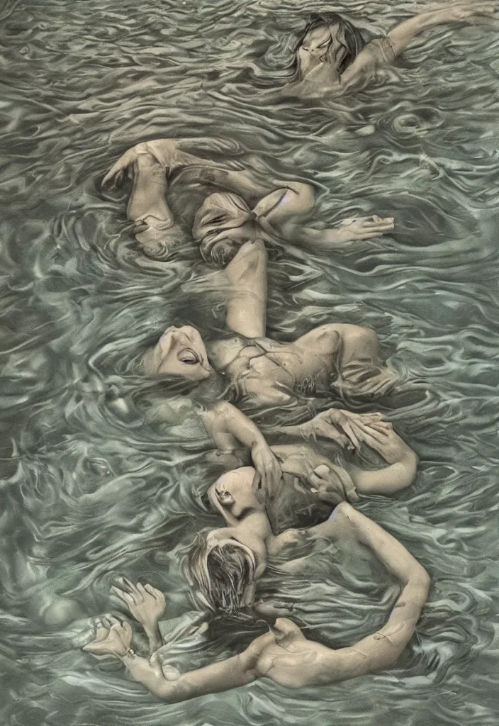 Image similar to highly detailed surrealist art about drowning slowly