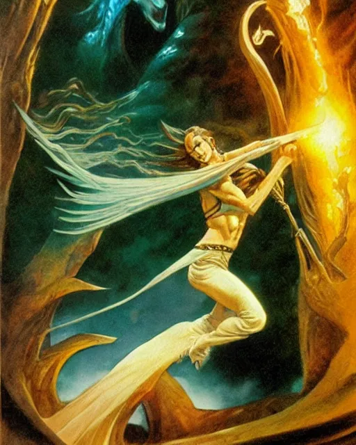 Prompt: a cover of an epic fantasy novel, by boris vallejo