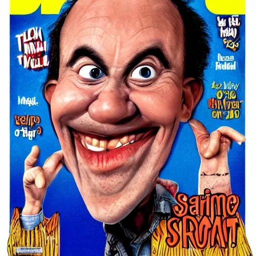 Image similar to mad magazine cover photo portrait caricature big eyes shrimp