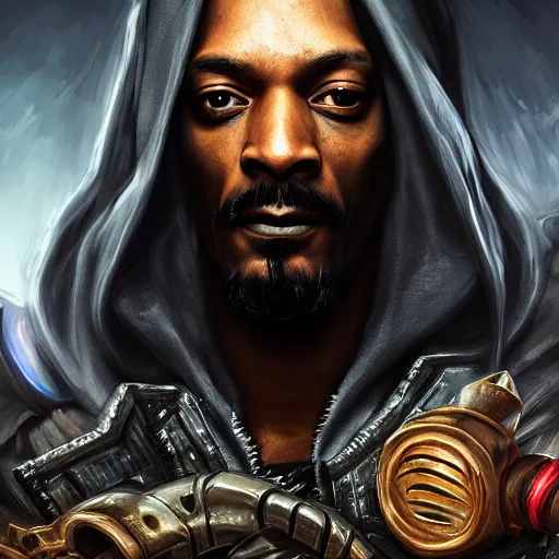 Image similar to portrait of snoop dogg as the grim reaper, league of legends amazing splashscreen artwork, gears of war, splash art, natural light, elegant, photorealistic facial features, intricate, fantasy, detailed face, atmospheric lighting, anamorphic lens flare, cinematic lighting, league of legends splash art, hd wallpaper, ultra high details by greg rutkowski