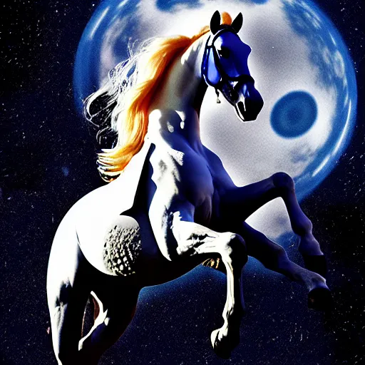 Image similar to fusion of horse and astronaut, photo by kronenberg and rutkowski