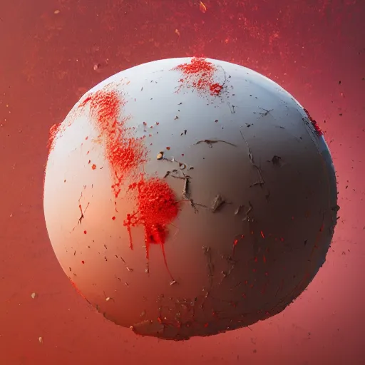 Prompt: 3 d render of a sphere being covered by extremely detailed splatters of abstract paint, miniature earth, pascal blanche, surreal, beksinski, high detailed, volumetric lighting, octane render