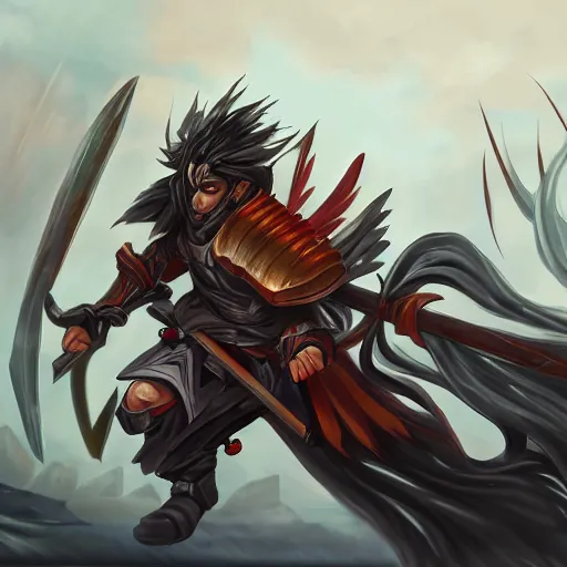 Image similar to yasuo nightbringer skin digital painting