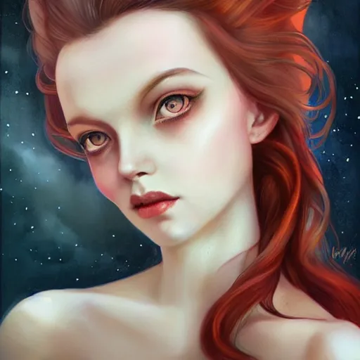 Image similar to a portrait in the style of anna dittmann and charlie bowater and charles dulac.