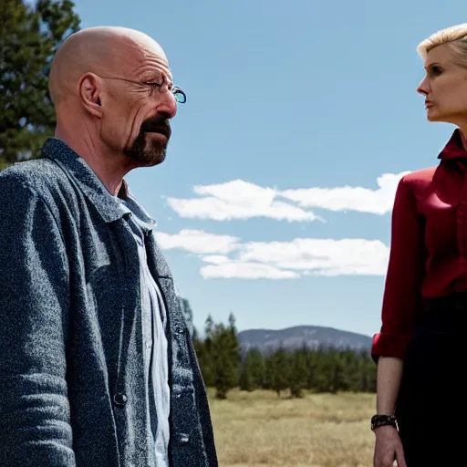 Prompt: braking bad kim wexlar meets walter white