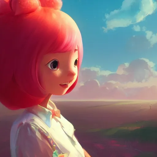 Prompt: painted portrait of a strawberry shortcake, fantastically pastel colors, octane render, matte painting concept art, official fanart behance hd artstation by jesper elsing, by rhads and makoto shinkai and lois van baarle and ilya kuvshinov and rossdraws