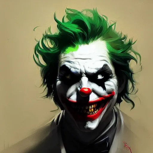 Prompt: joker, paint by Wenjun Lin