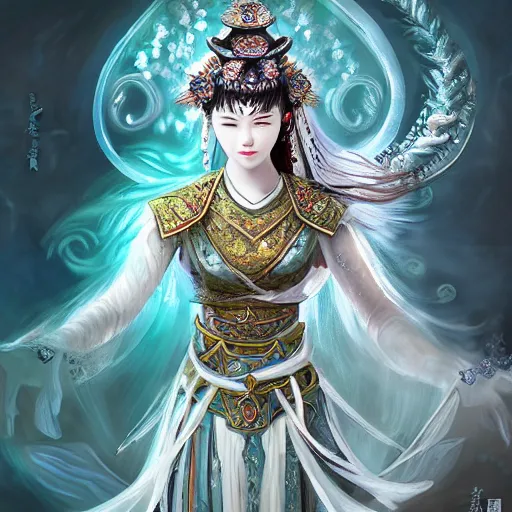 Prompt: beautiful ancient fantasy portrait of wuxia armor heroine, wearing Xian Xia wardrobe, in forbidden City, hybrid from Dynasty Warriror, flowers sea rainning everywhere, intricate, very very beautiful, elegant, highly detailed, digital painting, beautiful glowing galaxy eyes, human anatomy, hyperrealistic, soft light, dynamic, artbreeder, artstation, fantasy concept art, smooth, sharp focus, illustration, art by tian zi and alphonse mucha and WLOP