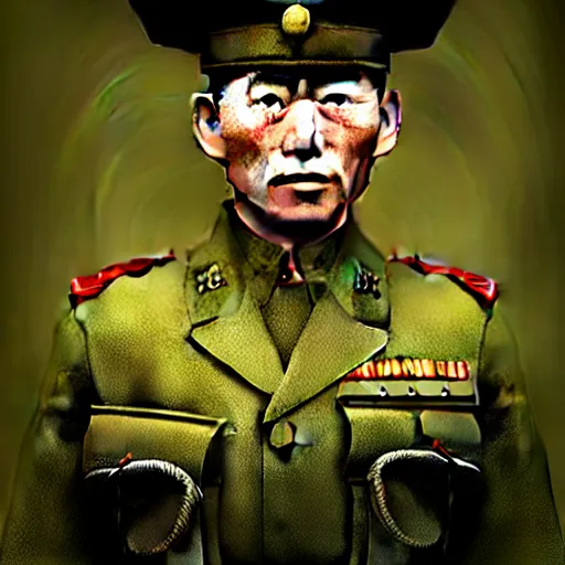 Image similar to japan soldier in world war 2, design by emanuele dascanio and robin eley