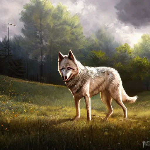 Image similar to midsommar alternate stories : the wolf, oil painting, ultradetailed, artstation, ultradetailed, digital painting, ultradetailed