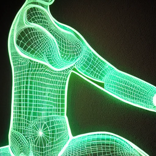 Image similar to 3 d neon art of a womens body, hyper - detailed