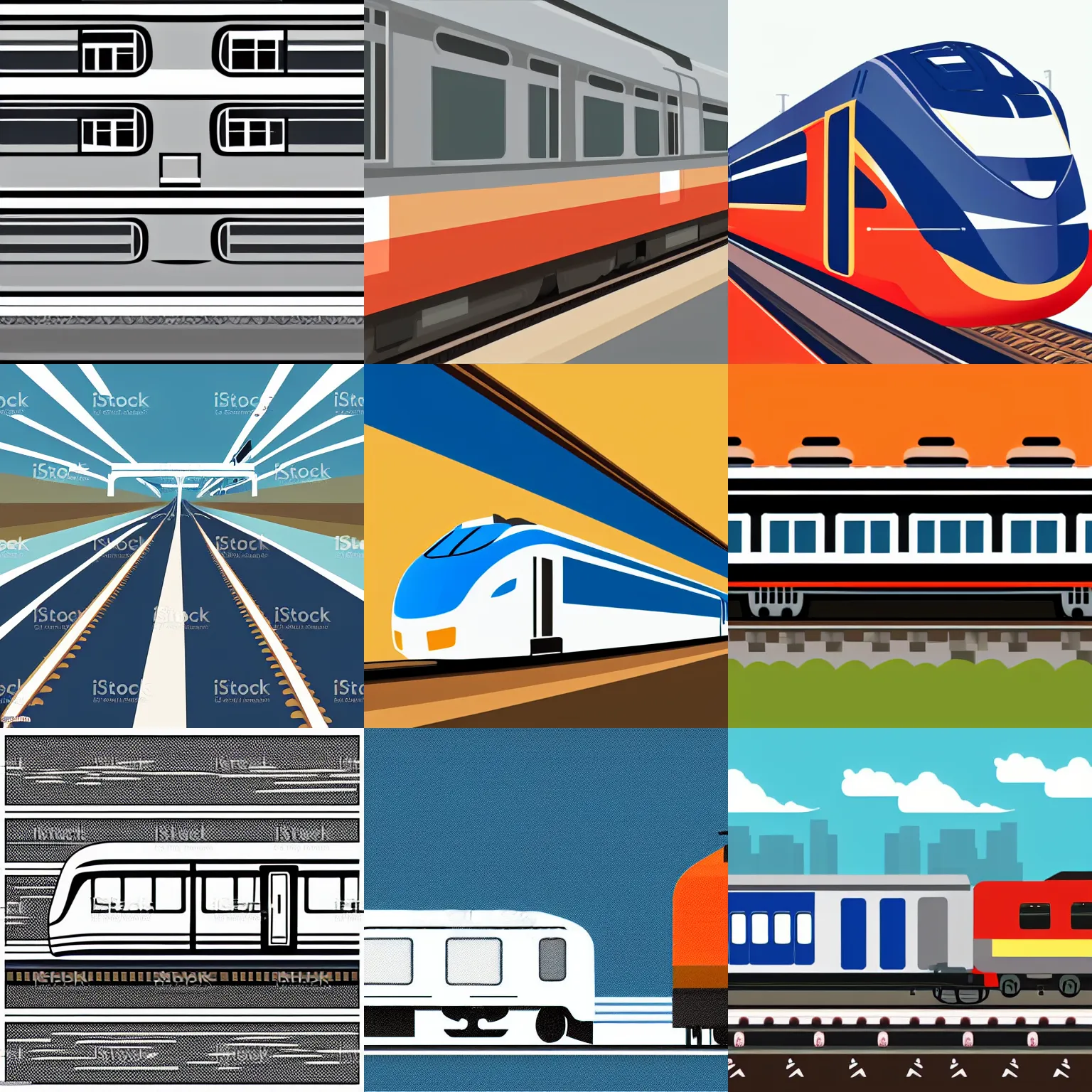 Prompt: a minimalistic vector art illustration of a train in a train station. professional website.