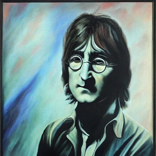Image similar to john lennon in a surrealist painting