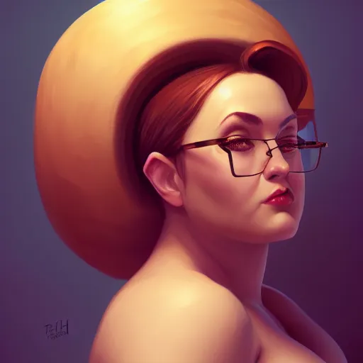 Prompt: portrait of a heavy stocky petite gorgeous beautiful beautiful woman, with a bundt bundt pan face, greek romanian, glasses, wide shot, digital art, loish, detailed , 8k, trending on artstation