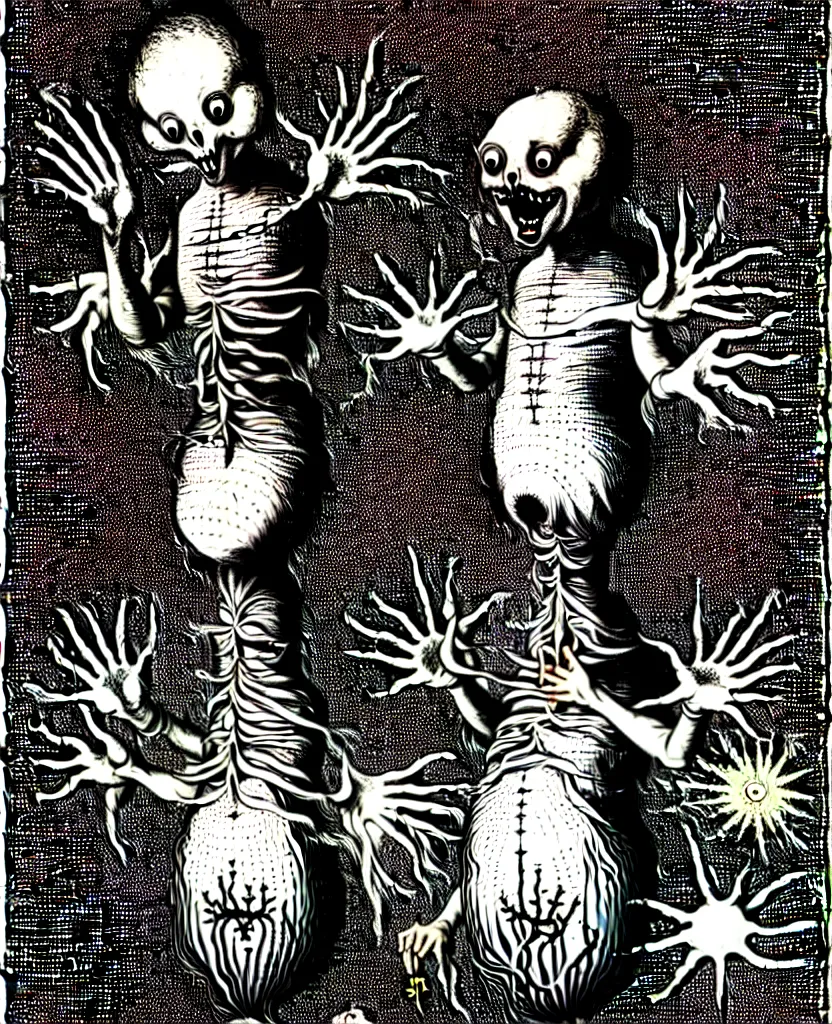 Image similar to whimsical freaky creature sings a unique canto about'as above so below'being ignited by the spirit of haeckel and robert fludd, breakthrough is iminent, glory be to the magic within