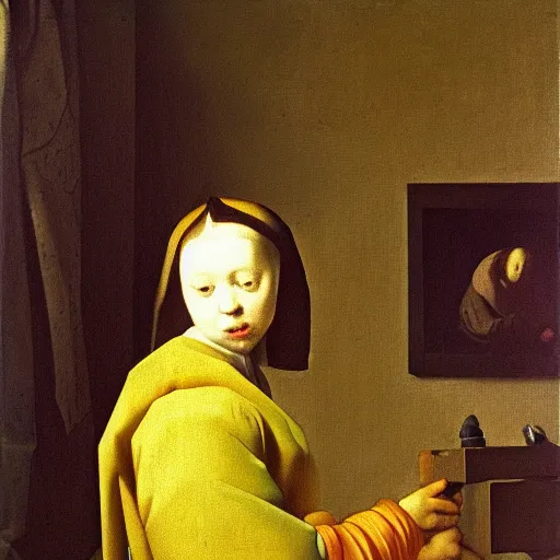 Prompt: my smartphone lost power by Johannes Vermeer