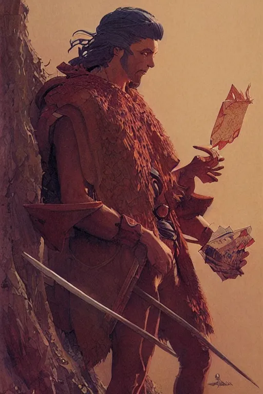 Image similar to attractive male, fantasy, dnd, character design, painting by jean giraud, greg rutkowski, carl larsson