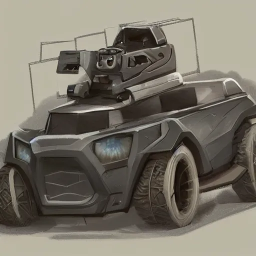 Image similar to 2d concept art of small vehicle by Dawid Michalczyk