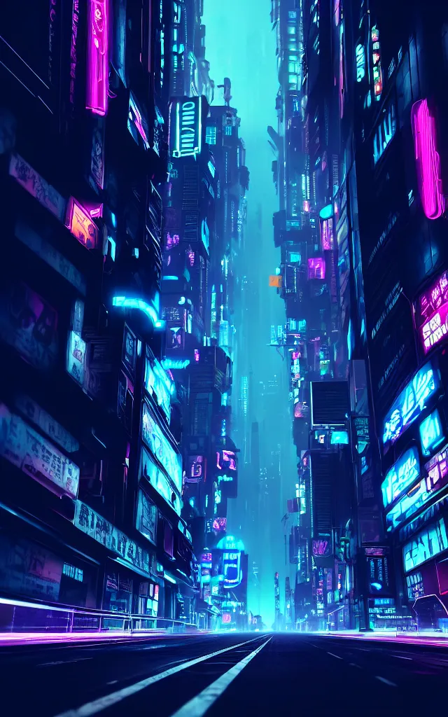 Image similar to concept art of a magnificent dark neon futuristic cyberpunk city bustling street at night cyberart in the style of liam wong in the film akira rendered in octane, 3 d render, trending on cgsociety, blender 3 d, displacement mapped