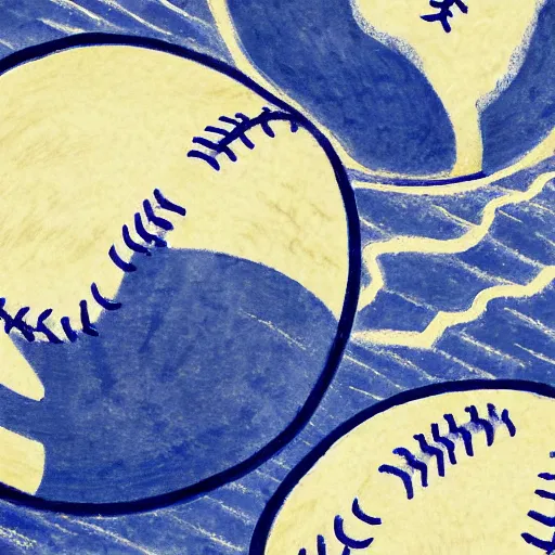 Prompt: Baseballs, 4k, detailed, by Hokusai