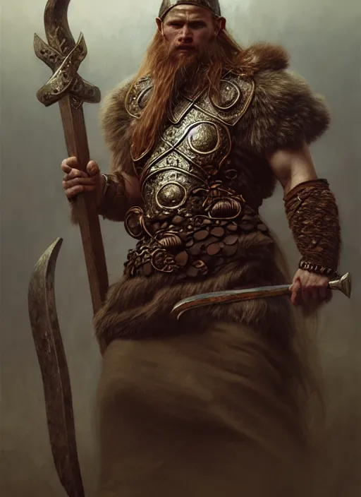 Prompt: viking berserker, diffuse lighting, fantasy, intricate, elegant, highly detailed, lifelike, photorealistic, digital painting, artstation, illustration, concept art, smooth, sharp focus, art by John Collier and Albert Aublet and Krenz Cushart and Artem Demura and Alphonse Mucha