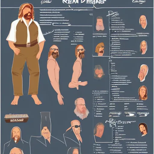 Prompt: ! dream character reference sheet the big lebowski,