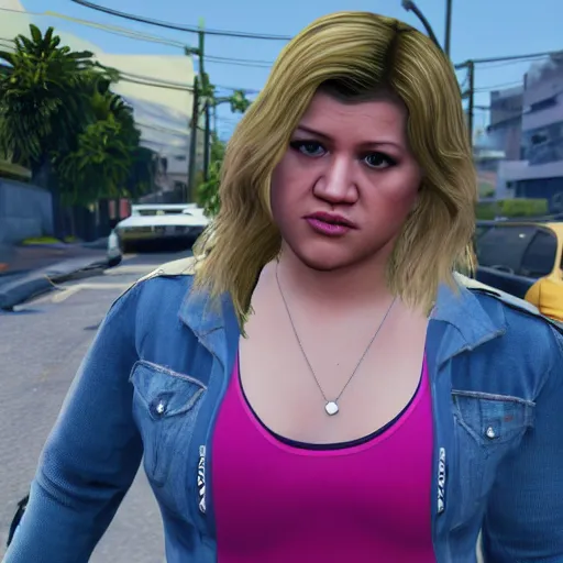 Image similar to young Kelly Clarkson in GTA V, 4k