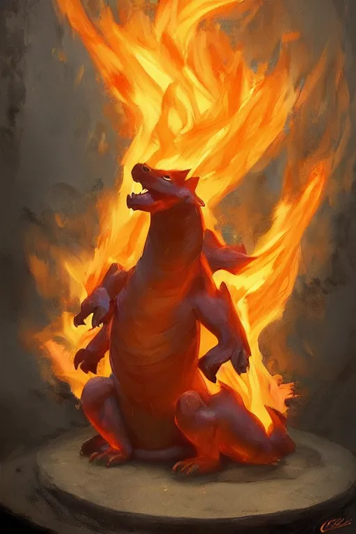 Prompt: charizard sitting spitting fire, surrounded by flames, piece of cinematographic hyperrealism, realistic shaded lighting poster by craig mallismo, artgerm, jeremy lipkin and michael garmash, unreal engine, radiant light