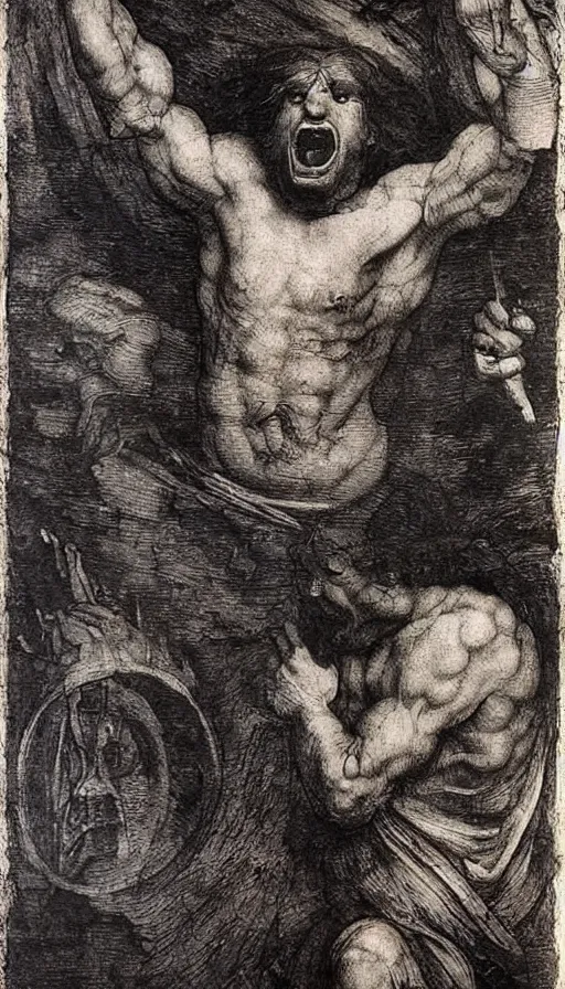 Image similar to rage, by leonardo da vinci