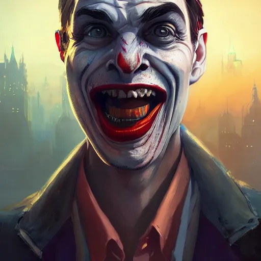 Prompt: highly detailed portrait spider joker gta v, stephen bliss, unreal engine, fantasy art by greg rutkowski, loish, rhads, ferdinand knab, makoto shinkai and lois van baarle, ilya kuvshinov, rossdraws, tom bagshaw, global illumination, radiant light, detailed and intricate environment