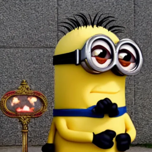 Prompt: a minion sacrificing another minion for the greater good