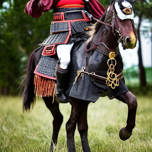 Image similar to Samurai riding a horse, XF IQ4, f/1.4, ISO 200, 1/160s, 8K, RAW, unedited, symmetrical balance, in-frame