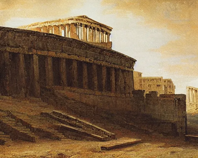 Image similar to deserted ancient greek amphitheater by hubert robert,